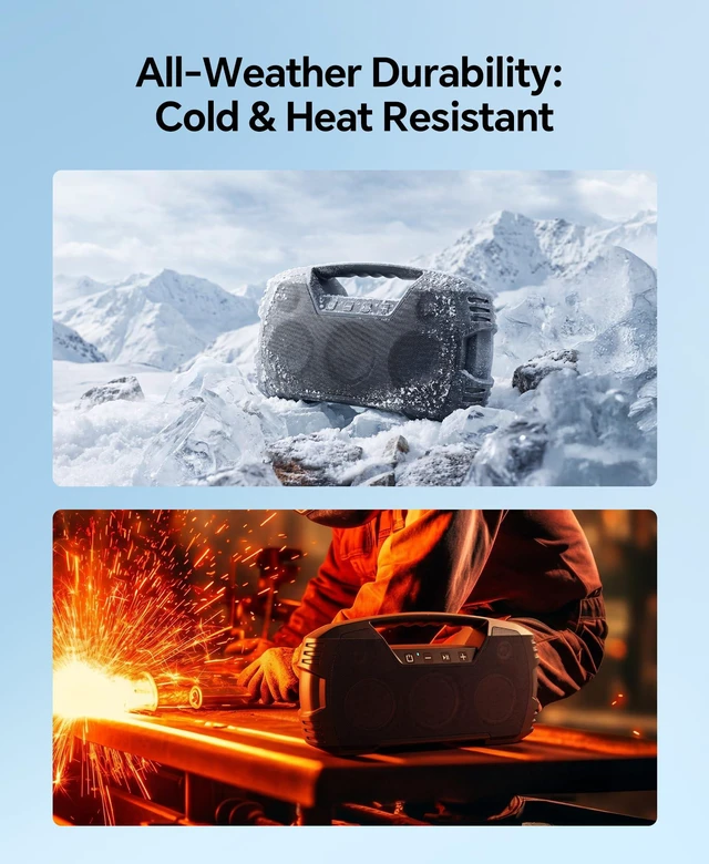 Alt view image 5 of 6 - Outdoor Bluetooth Speaker, IPX7 Waterproof, 90W Peak, 32H Black