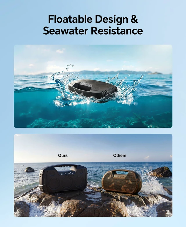 Alt view image 2 of 6 - Outdoor Bluetooth Speaker, IPX7 Waterproof, 90W Peak, 32H Black