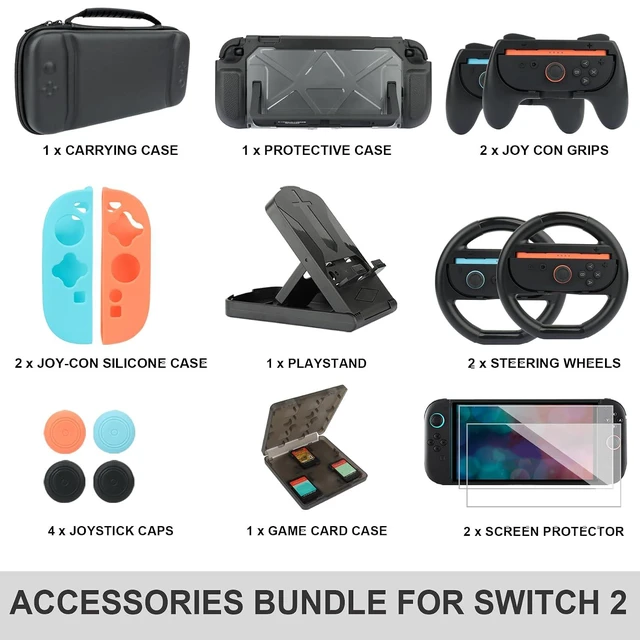 Alt view image 4 of 7 - RTop 16-in-1 Accessories Kit for Nintendo Switch 2 Family Bundle Set