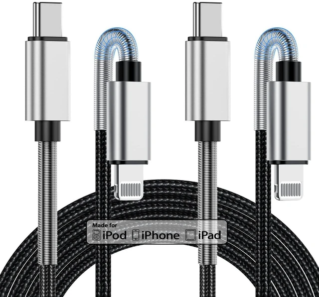 Main image of 2Pack 10ft Apple MFi Certified USB C to Lightning Cable Fast Charger for iPhone 14/14 Pro Max/13 Mini/12/11/XS/XR/8/7 Plus, iPad