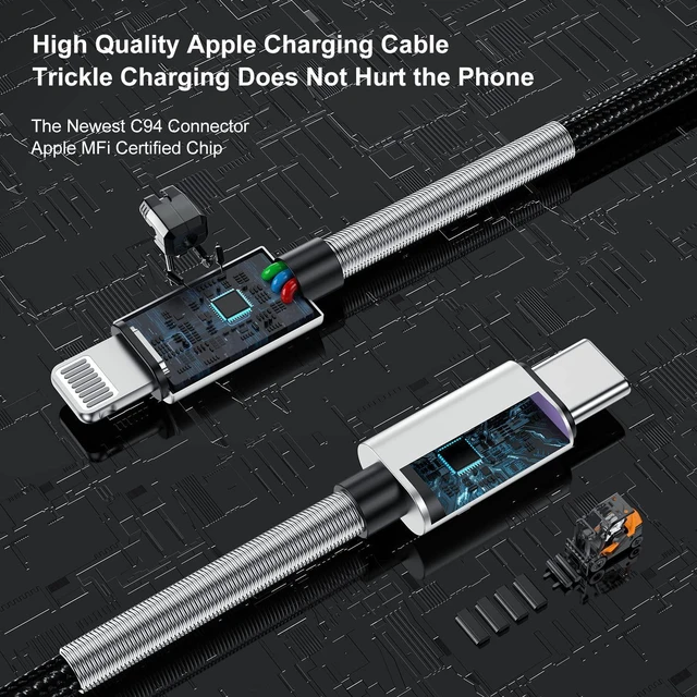 Alt view image 5 of 6 - 2Pack 10ft Apple MFi Certified USB C to Lightning Cable Fast Charger for iPhone 14/14 Pro Max/13 Mini/12/11/XS/XR/8/7 Plus, iPad
