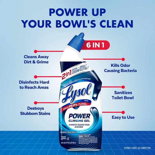 Alt view image 2 of 7 - Lysol Power Toilet Bowl Cleaner Clinging Gel, 24 oz, 4 Pack