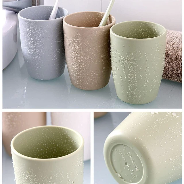 Alt view image 4 of 7 - ALINNA 3-Pack 400ml Bathroom Tumbler Toothbrush Cups, Blue, Green, Coffee, Reusable Drinking Cup Set
