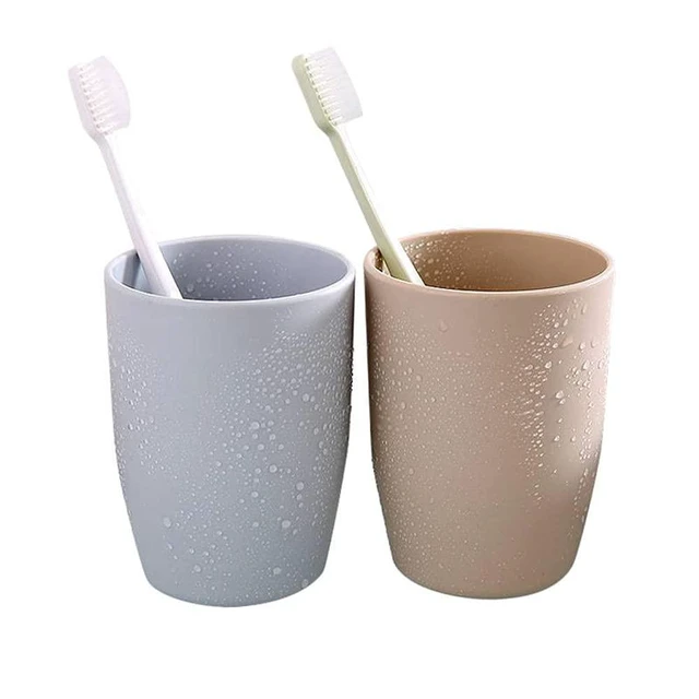 Alt view image 3 of 7 - ALINNA 3-Pack 400ml Bathroom Tumbler Toothbrush Cups, Blue, Green, Coffee, Reusable Drinking Cup Set