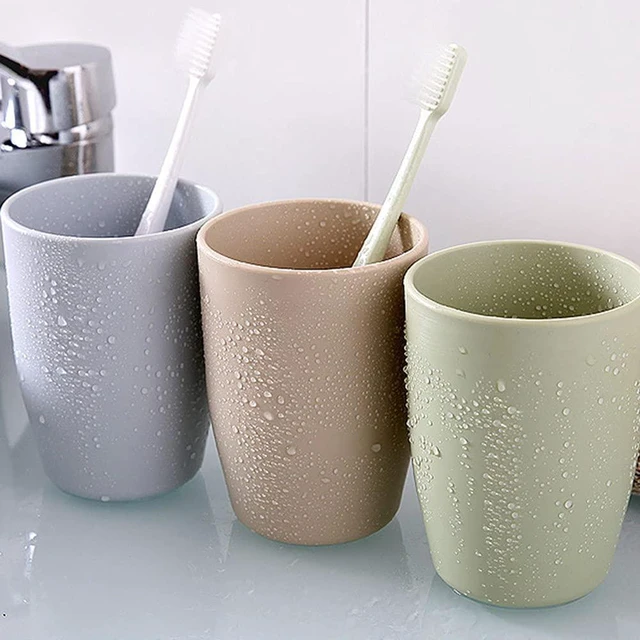 Alt view image 7 of 7 - ALINNA 3-Pack 400ml Bathroom Tumbler Toothbrush Cups, Blue, Green, Coffee, Reusable Drinking Cup Set