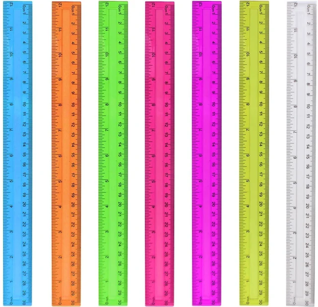 Main image of 7PCS 12Inch Clear Plastic Rulers, Assorted Colors