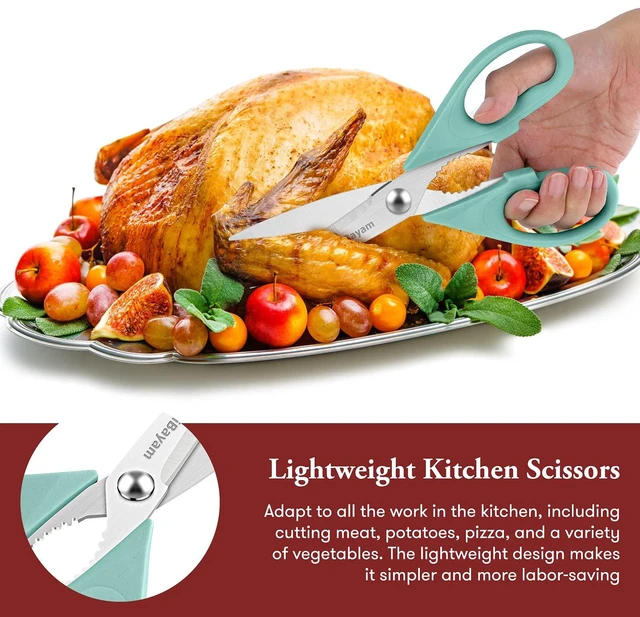 Alt view image 2 of 6 - iBayam 2-Pack Heavy Duty All-Purpose Kitchen Scissors with Blade Covers