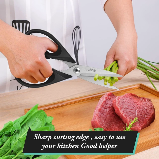 Alt view image 4 of 6 - iBayam 2-Pack Heavy Duty All-Purpose Kitchen Scissors with Blade Covers