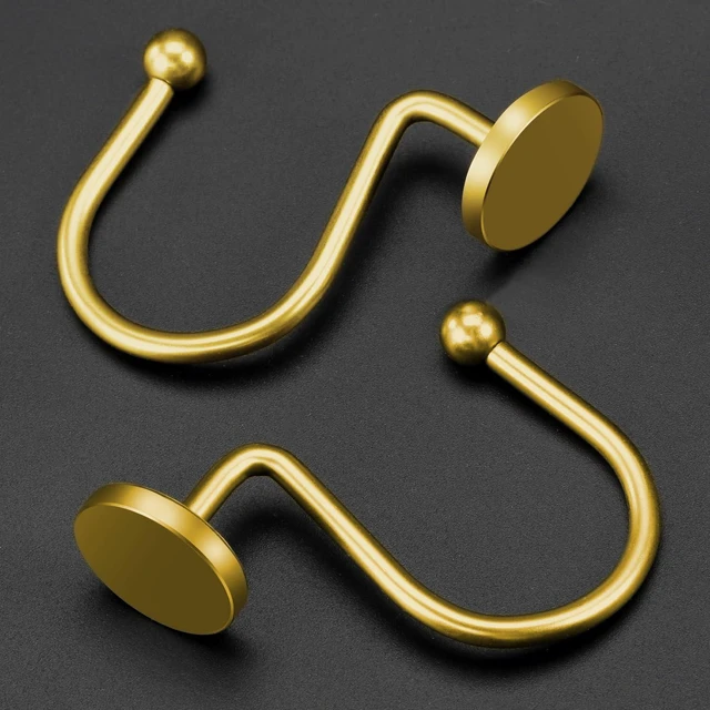 Alt view image 3 of 4 - CHICTIE Gold Shower Curtain Hooks, 12 Pack, Rustproof Metal Round Heavy Duty Hooks for Bathroom Rod, Modern Decorative Design