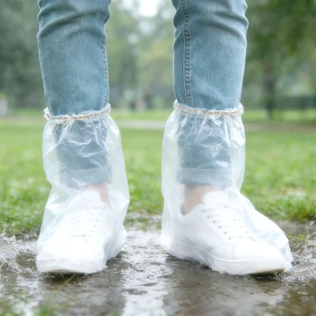 Main image of 20Pcs (10 Pairs) Clear Waterproof Thickened Shoe Covers, One Size Fits Most