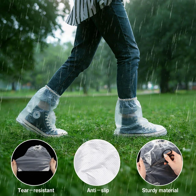 Alt view image 4 of 7 - 20Pcs (10 Pairs) Clear Waterproof Thickened Shoe Covers, One Size Fits Most