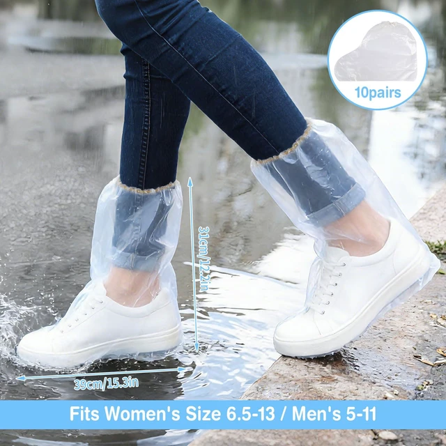 Alt view image 2 of 7 - 20Pcs (10 Pairs) Clear Waterproof Thickened Shoe Covers, One Size Fits Most
