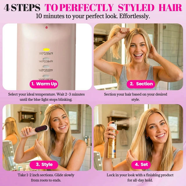 Alt view image 4 of 6 - GEVOODIX Go Brush Pro Cordless Straightening Comb for Short Hair, Mini Portable Travel Heated