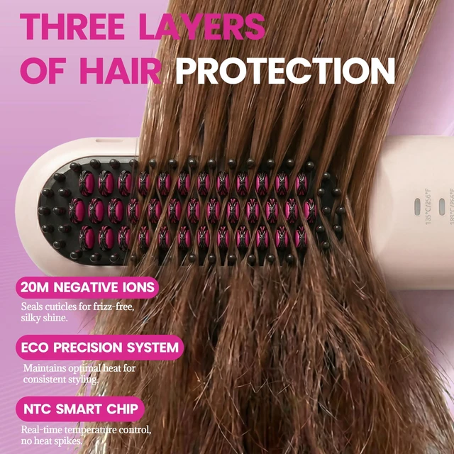 Alt view image 3 of 6 - GEVOODIX Go Brush Pro Cordless Straightening Comb for Short Hair, Mini Portable Travel Heated