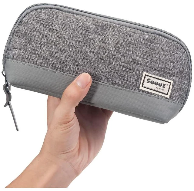 Main image of Sooez Wide-Opening Pencil Case, Lightweight Spacious Triangular Design Pencil Organizer, Aesthetic Supply for Adults, Grey