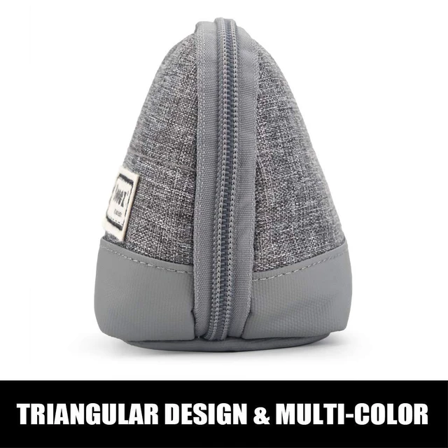 Alt view image 5 of 5 - Sooez Wide-Opening Pencil Case, Lightweight Spacious Triangular Design Pencil Organizer, Aesthetic Supply for Adults, Grey