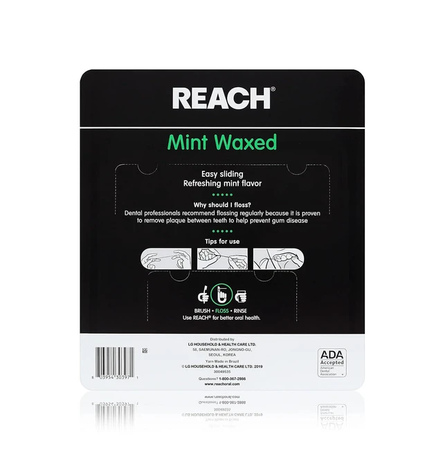 Alt view image 3 of 5 - REACH Waxed Dental Floss 55yd (Pack of 3), Mint, Plaque Remover, Shred Resistant, PFAS Free, Deep Cleaning, Oral Care, for Adults & Kids