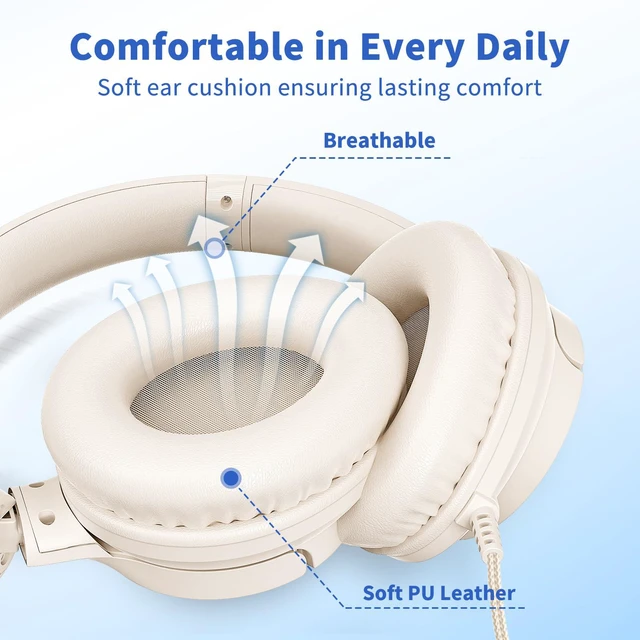 Alt view image 4 of 6 - 5mm Wired Headphones with Microphone, Beige