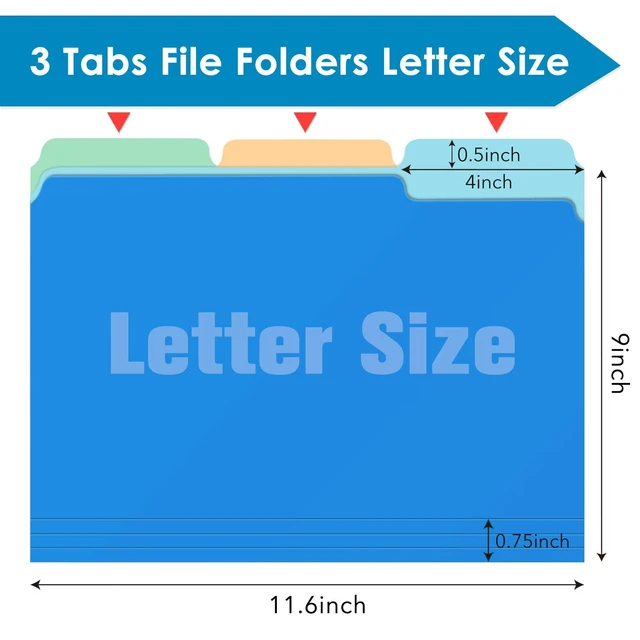 Alt view image 7 of 7 - 15 Pack Manilla File Folders, Letter Size 8.5 x 11, 1/3 Cut Tab, 5 Assorted Colors for Home Office School Supplies
