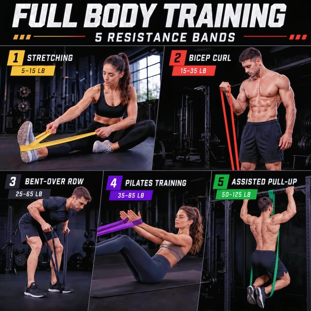 Alt view image 4 of 6 - 5-Level Pull Up Assistance Bands Set, Resistance Bands for Working Out