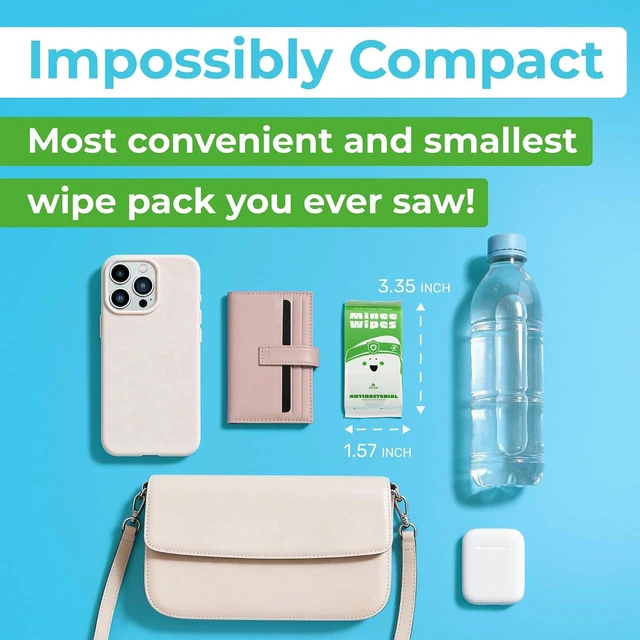 Alt view image 4 of 6 - Impossibly Compact Travel Antibacterial Hand Wipes - 99% Water and Aloe, Safe for Sensitive Skin, 10 Pack (60 Wipes) - Travel Essentials for Adults & Kids