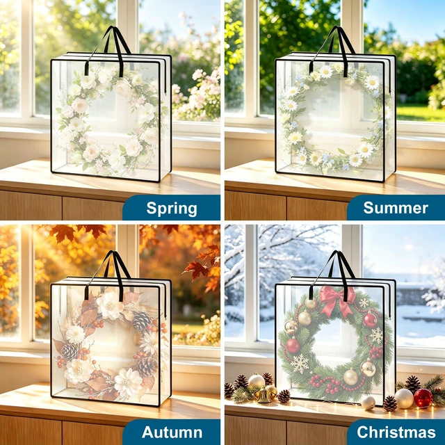 Alt view image 5 of 6 - 26" Wreath Storage Container, Wreath Storage Bag, Clear Moving Bags