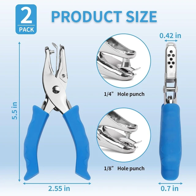 Alt view image 7 of 7 - Single Hole Punch, 2-Pack, 1/4" and 1/8" Small Paper Punch