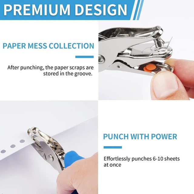 Alt view image 5 of 7 - Single Hole Punch, 2-Pack, 1/4" and 1/8" Small Paper Punch