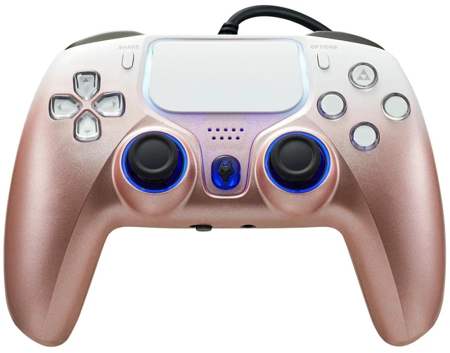 Main image of NBCP Wired PS5 Controller with Turbo, Hall-Effect Triggers, Dual Vibration, 6-Axis Gyro, 10ft Cable, Gamepad Compatible for PS5/PS4/PC/Steam, Rose Gold