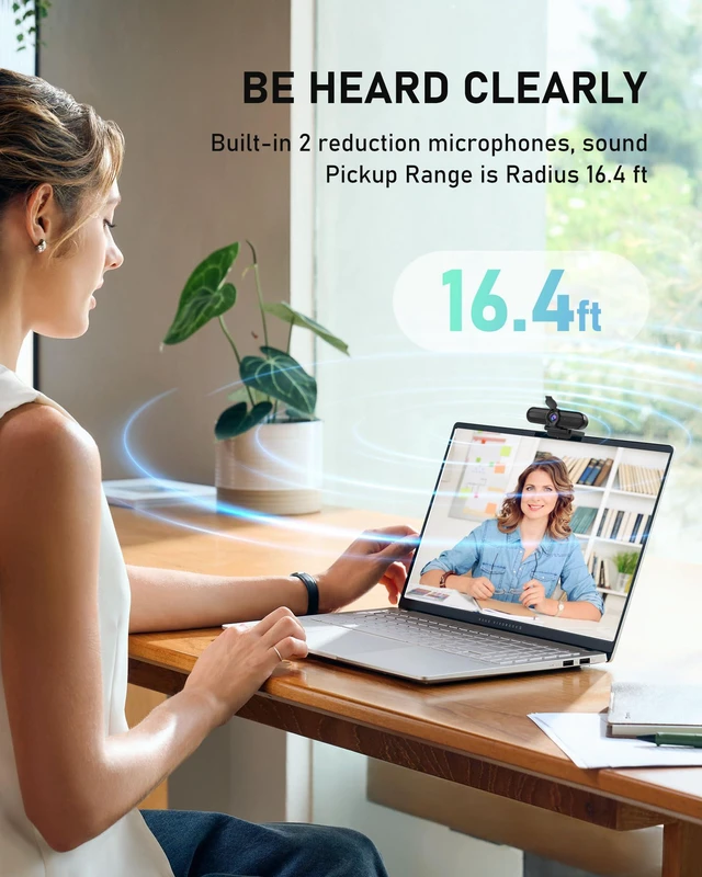 Alt view image 4 of 6 - Saylas 4K Webcam with Microphone, 78FOV, 4K/2K/30fps, 1080P/60fps, Autofocus, Privacy Cover, USB External Webcam for PC, Laptop, Mac, Zoom