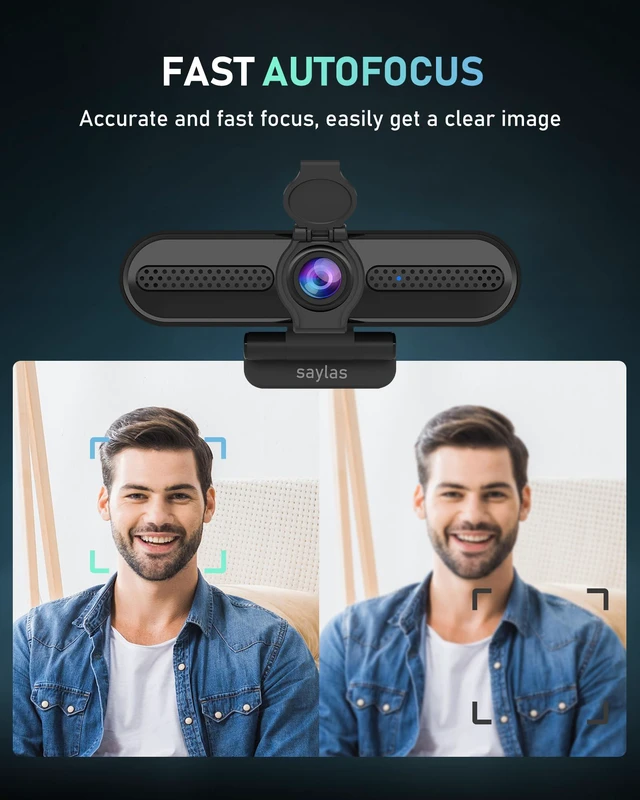 Alt view image 2 of 6 - Saylas 4K Webcam with Microphone, 78FOV, 4K/2K/30fps, 1080P/60fps, Autofocus, Privacy Cover, USB External Webcam for PC, Laptop, Mac, Zoom