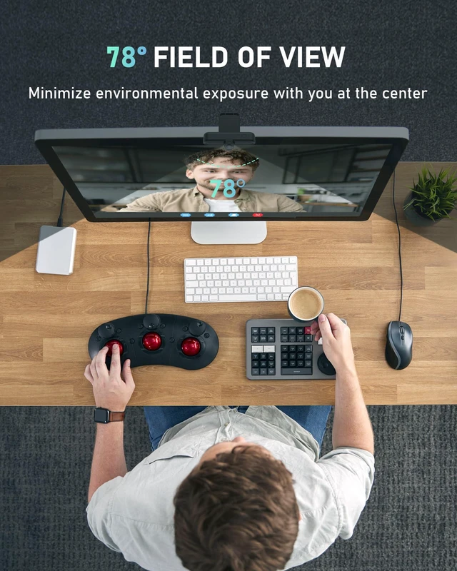 Alt view image 5 of 6 - Saylas 4K Webcam with Microphone, 78FOV, 4K/2K/30fps, 1080P/60fps, Autofocus, Privacy Cover, USB External Webcam for PC, Laptop, Mac, Zoom