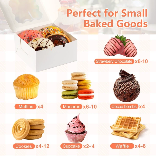 Alt view image 3 of 7 - 12 Pcs Cookie Boxes with Window, 6x6x3 Inches, for Dessert Pastry