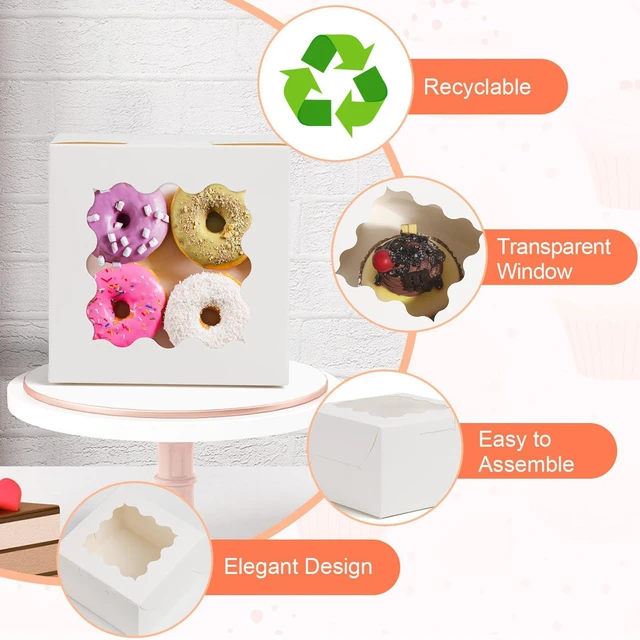 Alt view image 2 of 7 - 12 Pcs Cookie Boxes with Window, 6x6x3 Inches, for Dessert Pastry