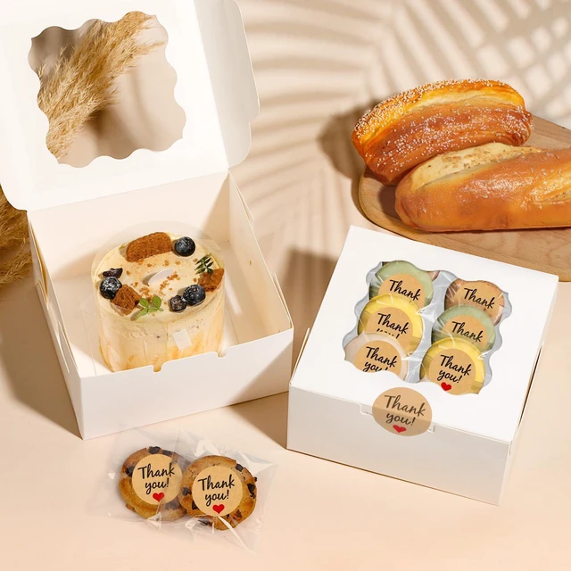 Alt view image 4 of 7 - 12 Pcs Cookie Boxes with Window, 6x6x3 Inches, for Dessert Pastry