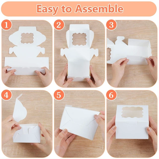 Alt view image 5 of 7 - 12 Pcs Cookie Boxes with Window, 6x6x3 Inches, for Dessert Pastry