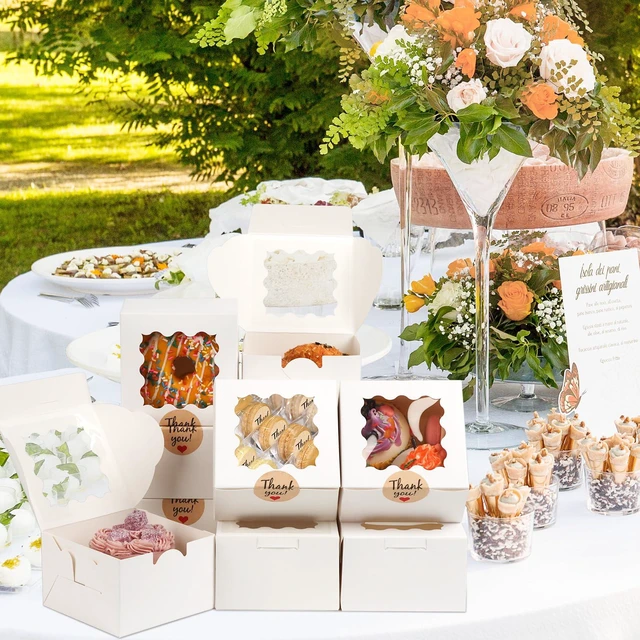 Alt view image 7 of 7 - 12 Pcs Cookie Boxes with Window, 6x6x3 Inches, for Dessert Pastry