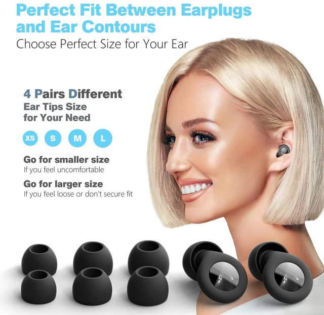 Alt view image 3 of 6 - 30dB Reusable Silicone Ear Plugs for Sleeping Noise Cancelling with 8 Ear Tips & Case, Soft & Cozy Hearing Protection for Sleep, Concerts, Work, Travel & Focus