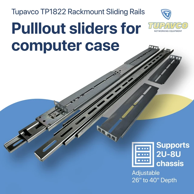 Alt view image 3 of 7 - Rackmount Sliding Rails Kit, 2U-8U Chassis, 26 to 40 Inch Depth