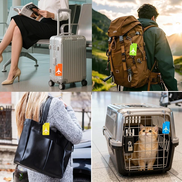 Alt view image 6 of 6 - Gostwo 8 Pack Silicone Luggage Tags for Suitcases Plane Travel Essentials