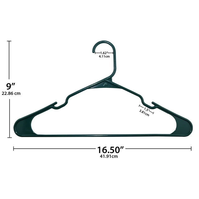 Alt view image 7 of 7 - Mainstays Notched Adult Clothes Hangers Plastic, Green Blast, 50 Count