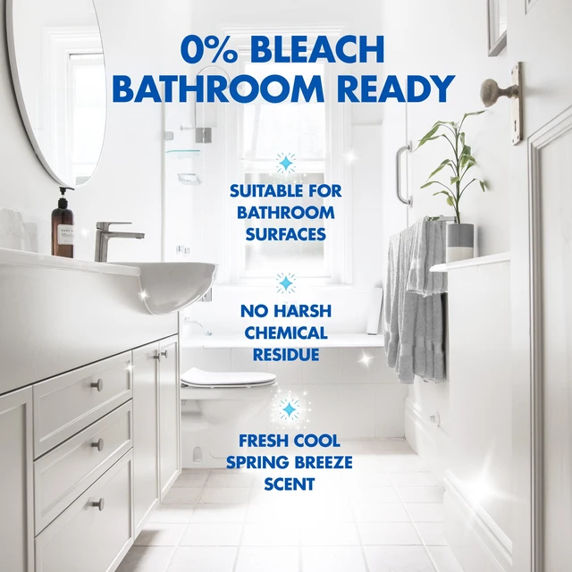 Alt view image 5 of 5 - Lysol Bathroom Cleaner OXI Action Spray, Cleaning, Sanitizing & Disinfecting, with Hydrogen Peroxide, Bleach Free, Cool Spring Breeze Scent, 32fl oz