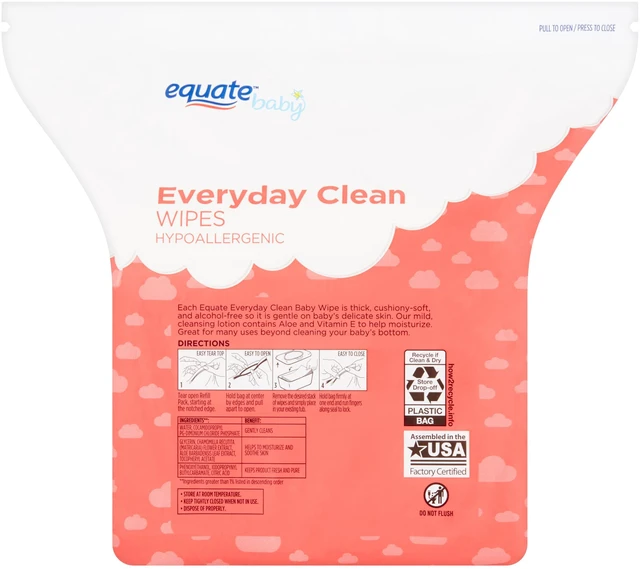 Alt view image 4 of 5 - Equate Baby Everyday Clean Wipes with Aloe Vera and Vitamin E, 240 Wipes