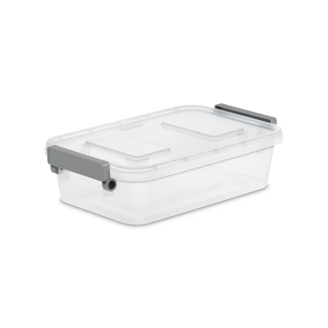 Alt view image 7 of 7 - Sterilite Modular 2.7 Quart Small Latching Storage Bin with Write-on ID Latches, Clear Plastic, Gray (2 Pack)