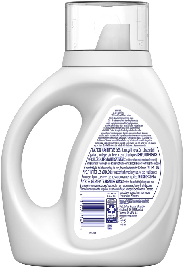 Alt view image 2 of 5 - Tide Free & Gentle Laundry Detergent Liquid for Sensitive Skin, Hypoallergenic, Unscented, 34 fl oz, 25 Loads (2 Pack)