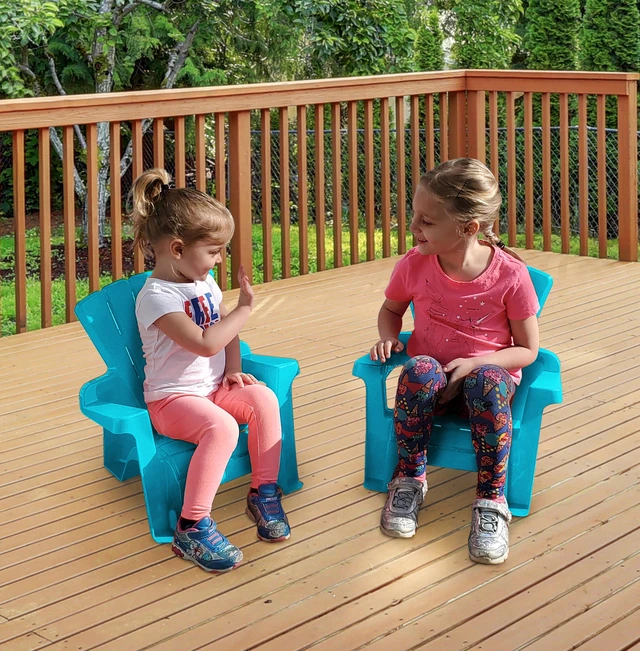 Alt view image 3 of 6 - Play Day Kids Adirondack Chair, Turquoise, 1 Seat, Ages 2+