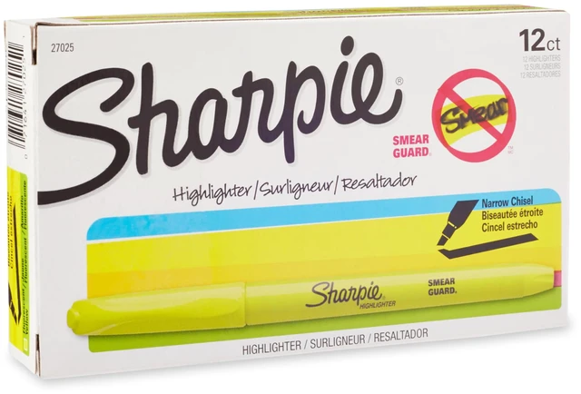 Main image of Sharpie Pocket Style Highlighters, Chisel Tip, Fluorescent Yellow, 12-Pack