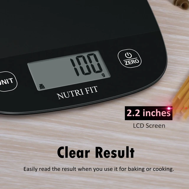 Alt view image 3 of 6 - NUTRI FIT Digital Kitchen Food Scale, Grams & Ounces, Black