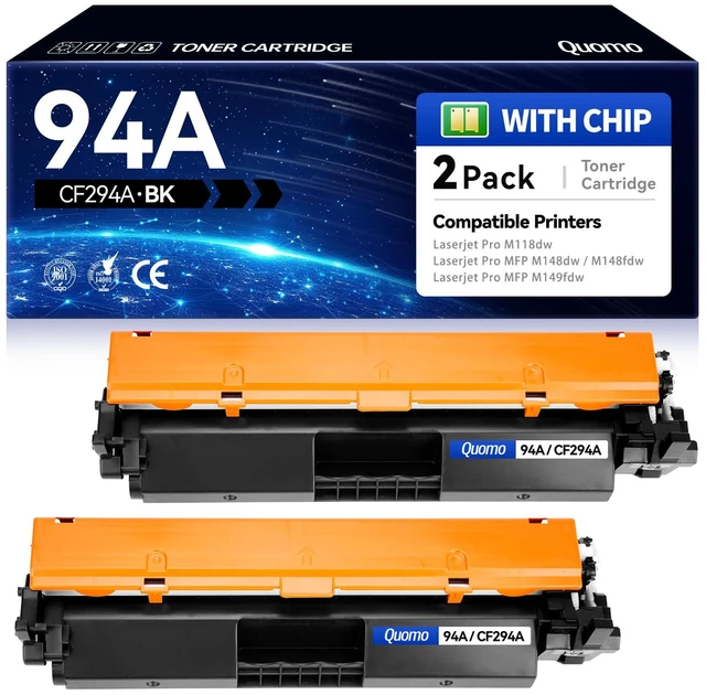 Main image of 94A Black Toner Cartridge 2-Pack with Chip Compatible for HP CF294A CF294X, HP LaserJet Pro M118dw M148dw M148fdw M149fdw Series Printers
