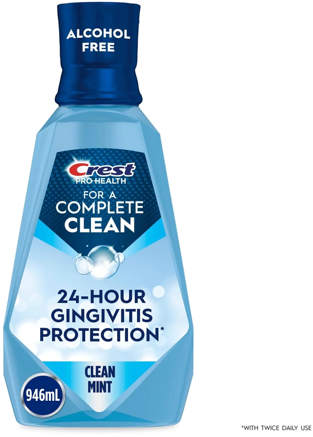 Main image of Crest Pro-Health Alcohol-Free Oral Rinse, Clean Mint, 946mL (33.8 fl oz)